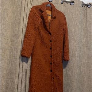 Longline Rust Teddy Coat
